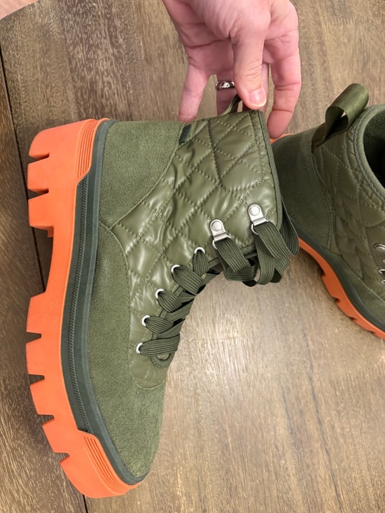 Keds Shoes - Keds Combat Boots Quilted Nylon Army Green with Coral Soles Women's 8.5